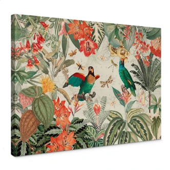 Lienzo selva exótica con loros - UN Designs 