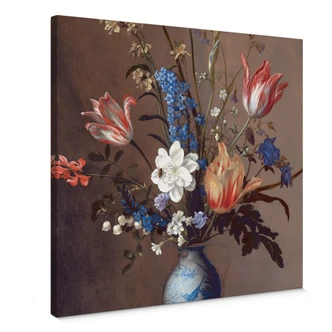 Leinwandbild Van der Ast - Blumen in einer Wan-Li Vase - Quadratisch 