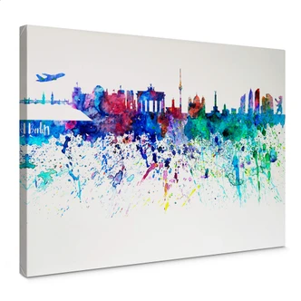 Leinwandbild Bleichner - Berlin Aquarell Skyline 