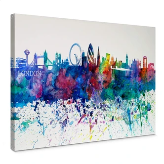 Leinwandbild Bleichner - London Aquarell Skyline 