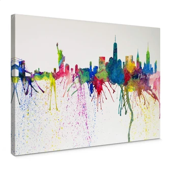 Leinwandbild Bleichner - New York City Aquarell Skyline 