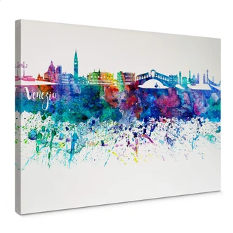 Leinwandbild Bleichner - Venedig Aquarell Skyline 