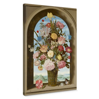 Leinwandbild Bosschaert - Blumenvase in einer Fensternische 