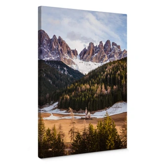 Lienzo Colombo - La pequeña iglesia en las montañas 