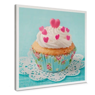 Hearts on Cupcake Canvas print 