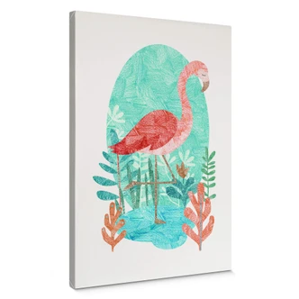 Leinwandbild Goed Blauw - Der Flamingo 