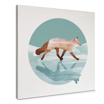 Canvas Print Goed Blauw - Fox in the Snow 