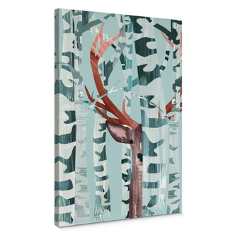 Canvas Print Goed Blauw - Deer in the Forest 