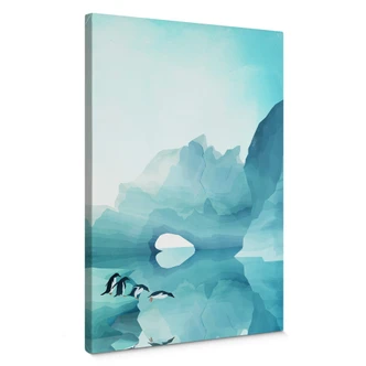 Canvas Print Goed Blauw - Penguins 