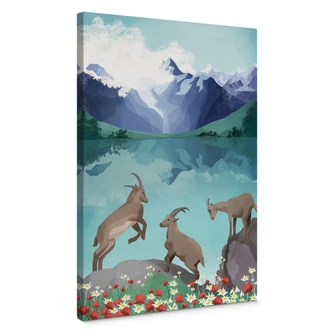 Canvas print Goed Blauw - Ibex in the mountains 