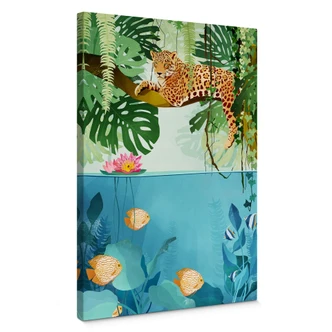 Canvas Print Goed Blauw - Tiger in the Jungle Canvas Print Goed Blauw - Tiger in the Jungle