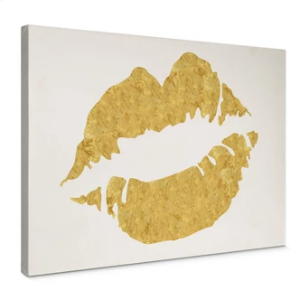 Leinwandbild Gold Lips 