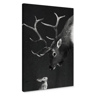 Tableau en toile Graves - Cerf et lapin 