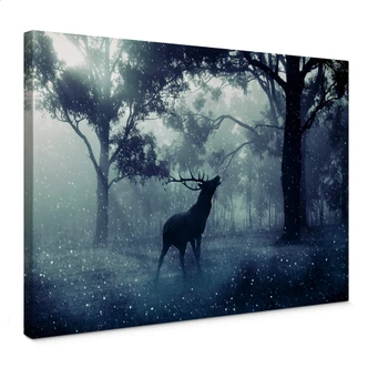 Canvas Hert in het Bos 