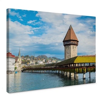 Leinwandbild Holzbrücke in Luzern 