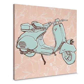 Leinwandbild Illustrated Vespa - quadratisch 