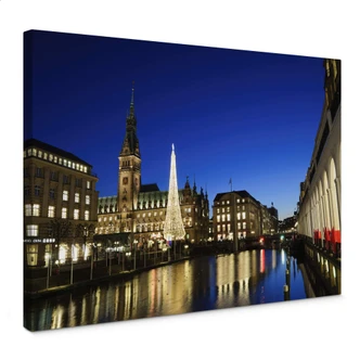 Leinwandbild Jungfernstieg bei Nacht 