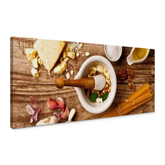 Laercio - Pesto Recipe Canvas print panorama 