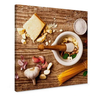 Laercio - Pesto Recipe Canvas print square 