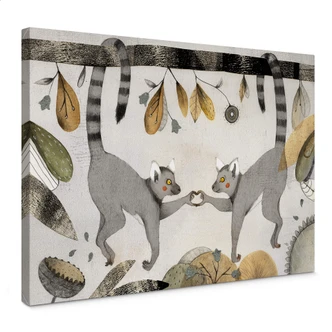 Tableau sur toile Loske - Lémuriens amoureux 