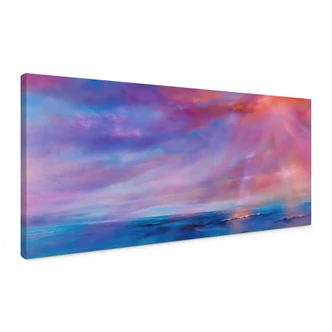 Canvas schilderij Lichtgevende avondlucht bij de zee - Schmucker - Panorama 