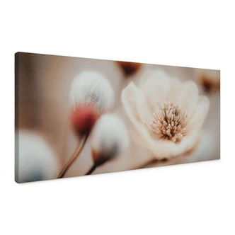 Blommig Canvastavla Boho Blossom Mjuk Beige - Treechild - Panorama 