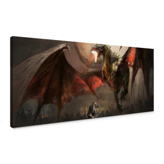 Dragon Fight Canvas print panorama 