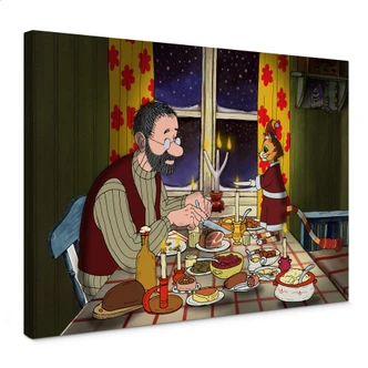 Leinwandbild Pettersson und Findus - Abendmahl bei Kerzenlicht 