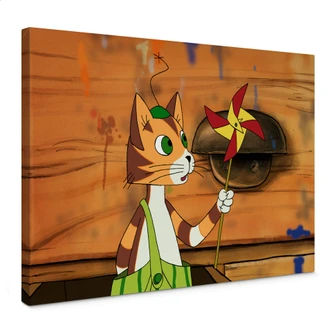 Leinwandbild Pettersson und Findus - Findus und sein Windrad 