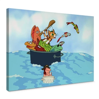 Obraz na płótnie Pettersson i Findus - Polowanie na ryby z przyjaciółmi 