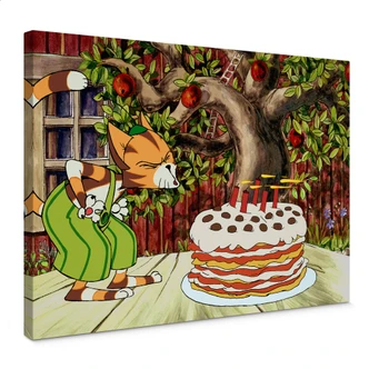 Leinwandbild Pettersson und Findus - Geburtstagstorte 