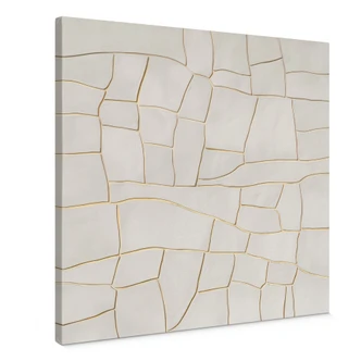 Canvas schilderij Abstract gebarsten patroon in beige | steenmozaïek - Alma - Vierkant 