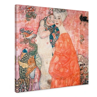 Leinwandbild Klimt - Die Freundinnen | Kunstdruck fürs Wohnzimmer - Quadratisch 