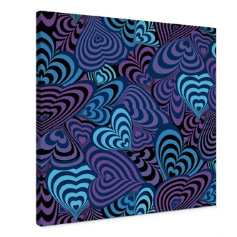 Retro hjärtan Canvastavla 