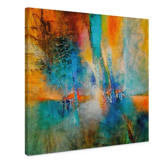 Stampe su tela Astratto - Luce urbana in blu e arancione - Schmucker - Quadrato Stampe su tela Astratto - Luce urbana in blu e arancione - Schmucker - Quadrato
