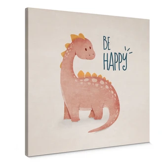 Leinwandbild Dino Be Happy - Brachiosaurus - Tunaboylu - Quadratisch 