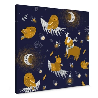 Leinwandbild Waldtiere in der Nacht - UN Designs 