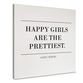 Leinwandbild Audrey Hepburn - Happy girls are the prettiest 02 - Quadratisch 