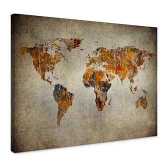 Canvasbillede - Verdenskort Shabby Chic Canvasbillede - Verdenskort Shabby Chic
