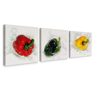 Splashing Paprika Canvas print (3 parts) 