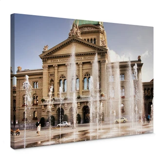 Tableau sur toile Plan d'eau devant le Parlement suisse 