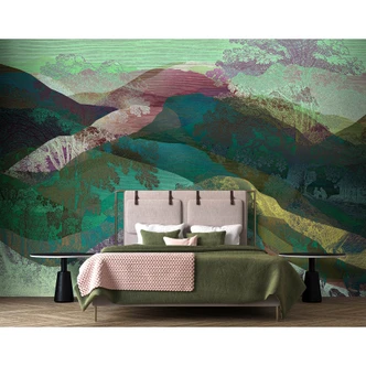 Livingwalls Fototapete Walls by Patel 3 Hidden Valley 2 grün, blau, gelb, lila, rot 