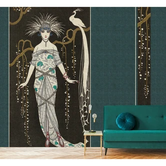 Livingwalls Fototapete Walls by Patel 3 Adlon 2 blau, schwarz, gold, grau, weiß 