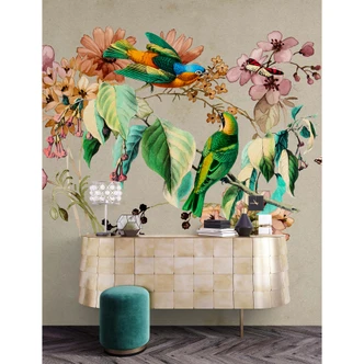 Livingwalls Fototapete Walls by Patel 3 Love Nest 1 grün, beige, orange, rosa, türkis Livingwalls Fototapete Walls by Patel 3 Love Nest 1 grün, beige, orange, rosa, türkis