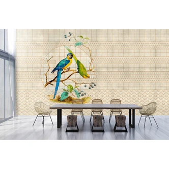 Livingwalls Fototapete Walls by Patel 3 Volière 3 beige, orange, gelb, blau, grün 