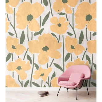 Livingwalls Fototapete Walls by Patel 3 Flower Market 3 gelb, grün, grau 