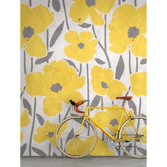 Livingwalls Fototapete Walls by Patel 3 Flower Market 4 gelb, grau 