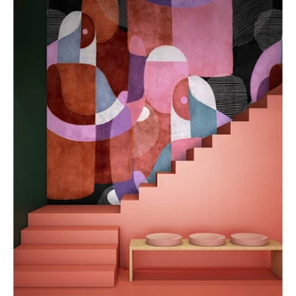 Livingwalls Fototapete Walls by Patel 3 Meeting Place 2 lila, rot, schwarz, weiß, blau 