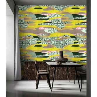 Livingwalls Fototapete Walls by Patel 3 Zimbabwe 1 gelb, grün, braun, rosa 