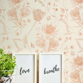 Carta da parati con fiori disegnati bianco beige - Carta da parati non tessuta floreale con fiori Carta da parati con fiori disegnati bianco beige - Carta da parati non tessuta floreale con fiori